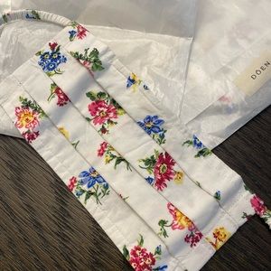 Doen Floral Face Mask - White with Pink, Blue, Yellow Flowers